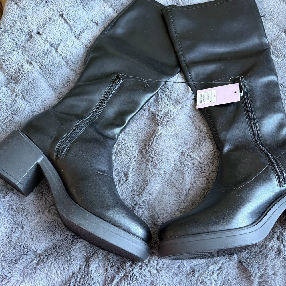 Danika Stretch Tall Combat Boots with Memory Foam Insole - Wild Fable™ Black 11 - Picture 8 of 12